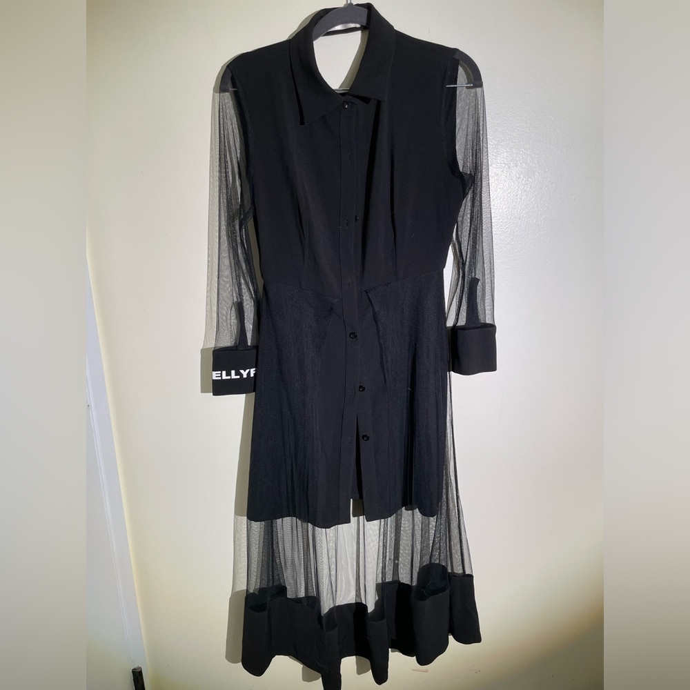 Black dress with buttons and veil